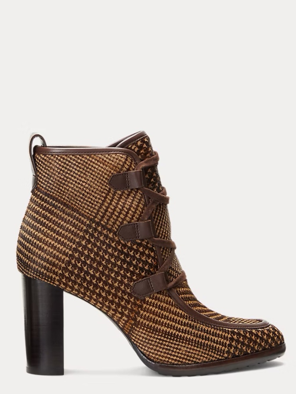 Lauren Ralph Lauren Women’s Mabel Leather Trim Plaid Haircalf Bootie Size 6